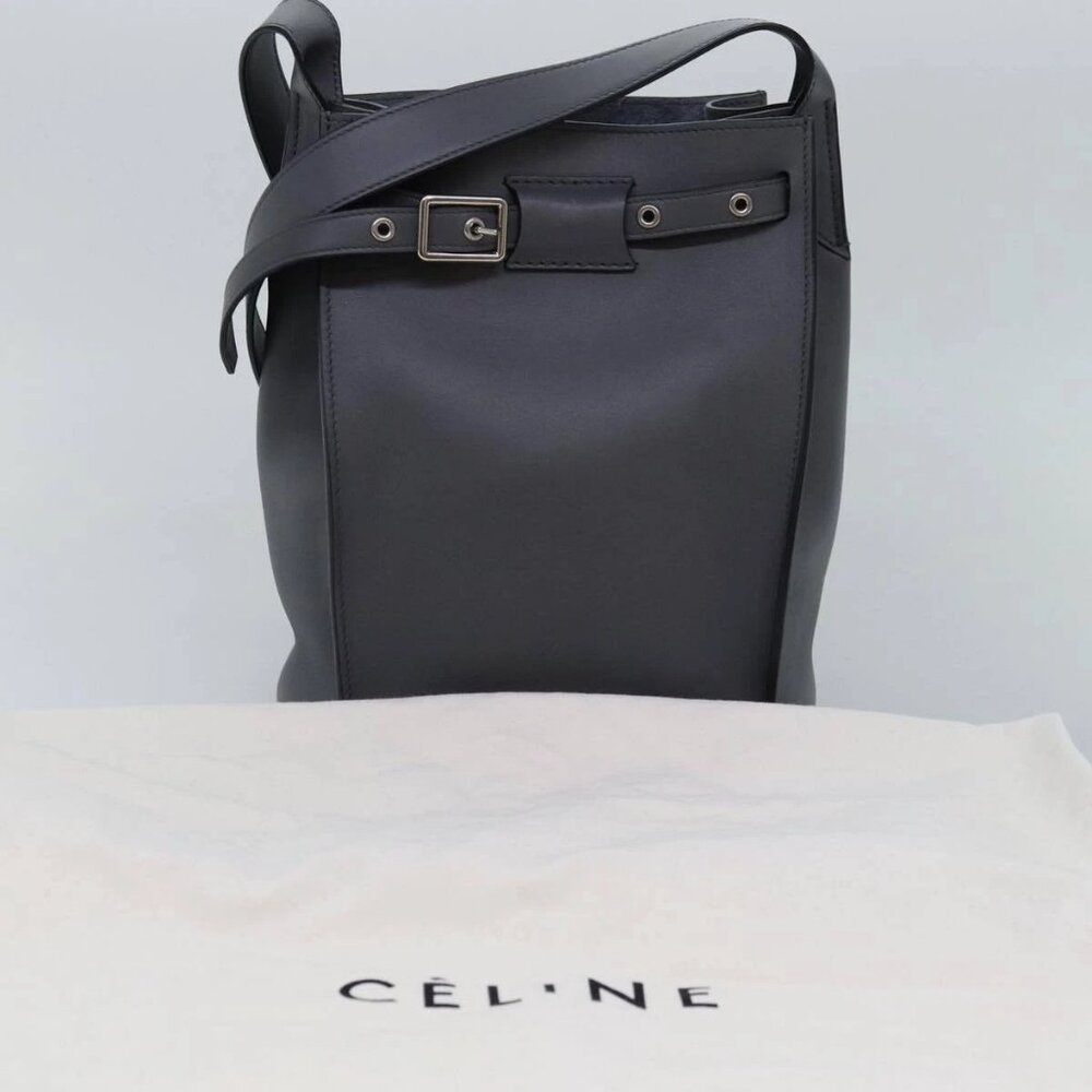 CELINE Big bag Shoulder Bag Leather Gray Auth - Picture 11 of 16